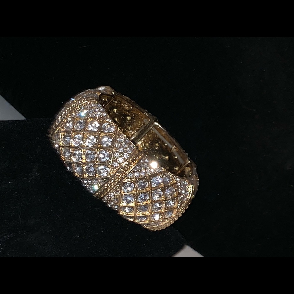 Gold rhinestone bangle cuff bracelet